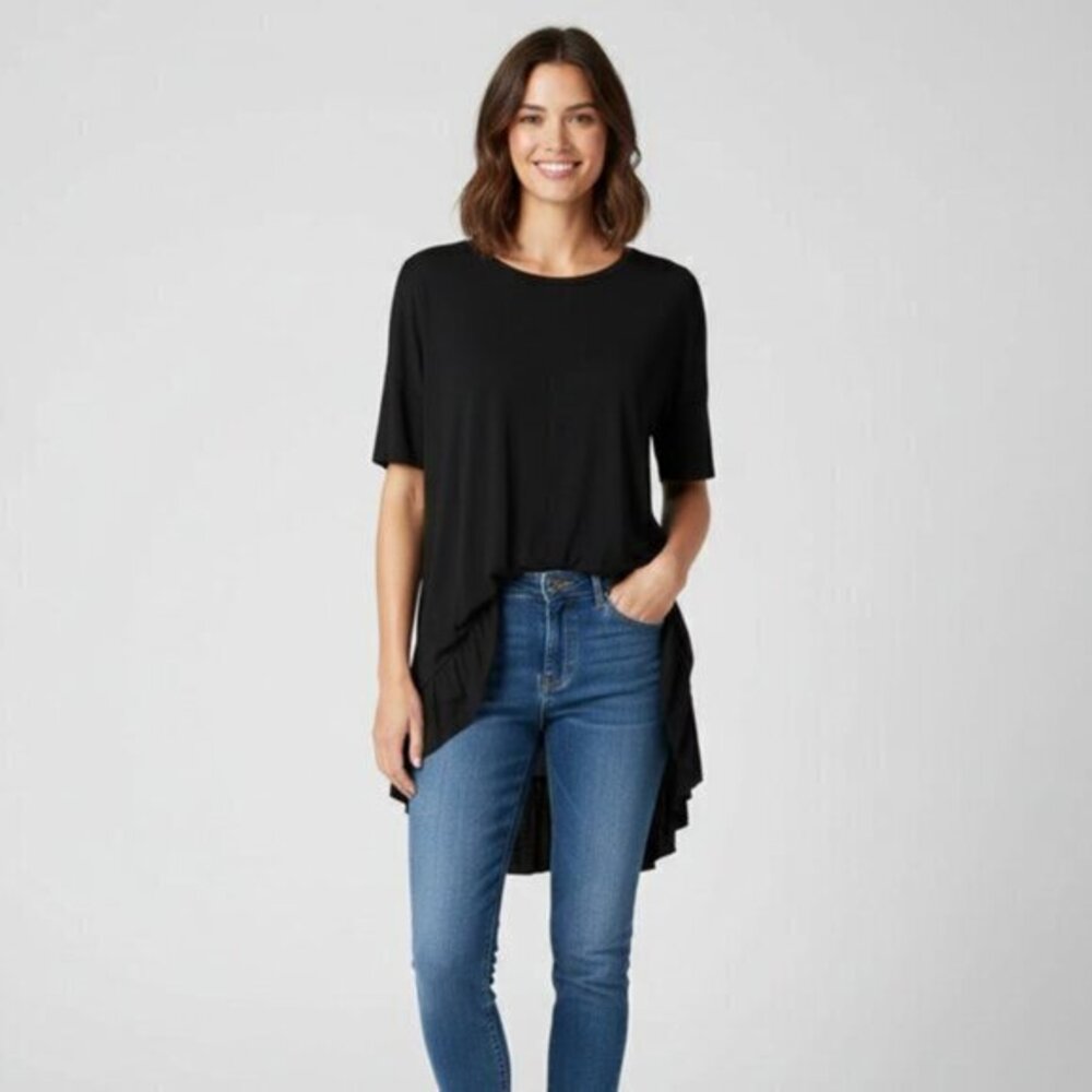 Aritzia Wilfred Free T-shirt Split Side Hem Short Sleeve Black Size XXS